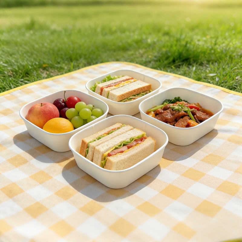 Meal Prep Bowl - Witte vierkante papieren saladekom, milieuvriendelijk, wegwerpbaar,