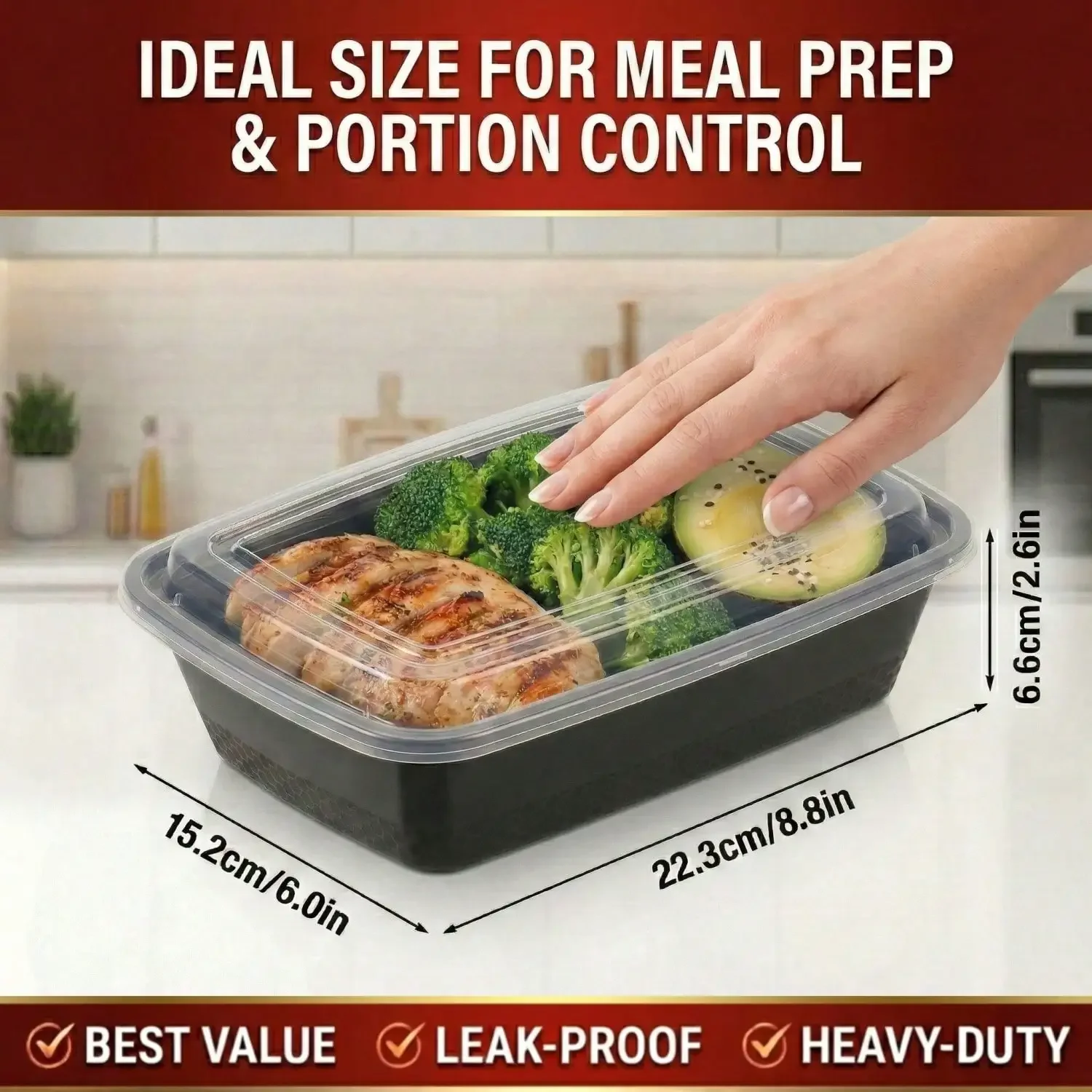 10/100 stuks, 38 oz, zwarte re - Meal Prep Kitchen recensie en prijs